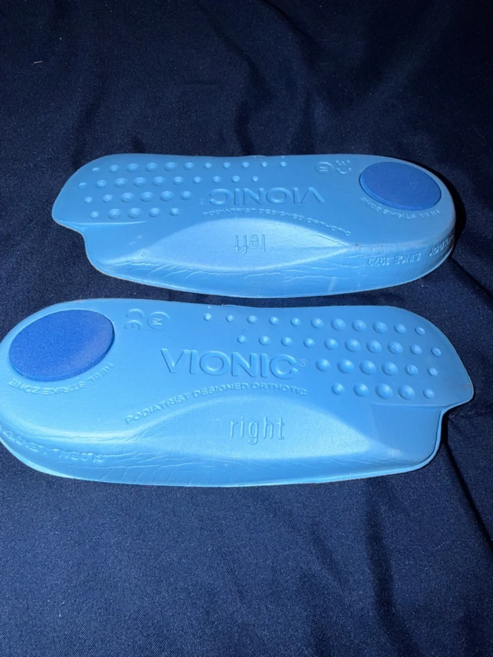 NEW Vionic Tan Suede 3/4 Orthotic Insoles with Blue Edges - Picture 2 of 2